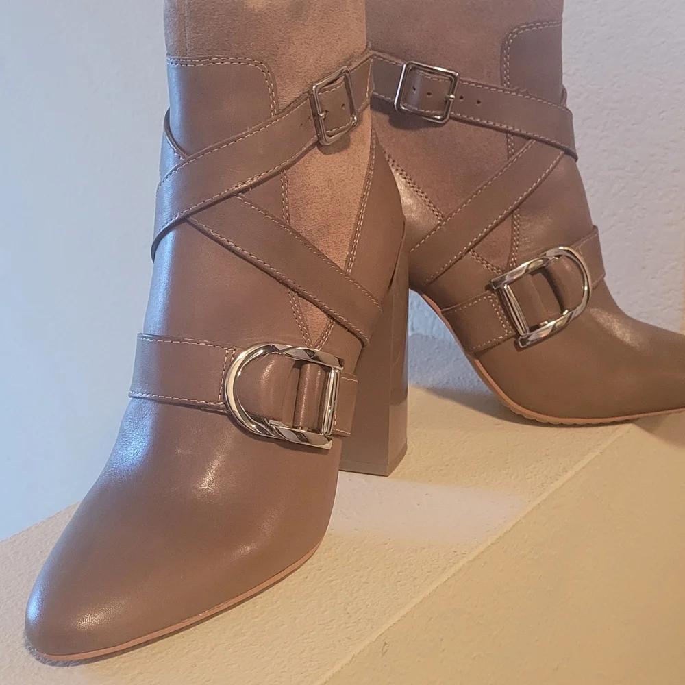 Vince Camuto Taupe Heeled Boots - Picture 2 of 4